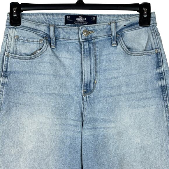 Hollister JRS SZ 9R W29 L27 Mom Jeans Ultra High-Rise Zip-Fly Frayed Hems Blue - Picture 2 of 10